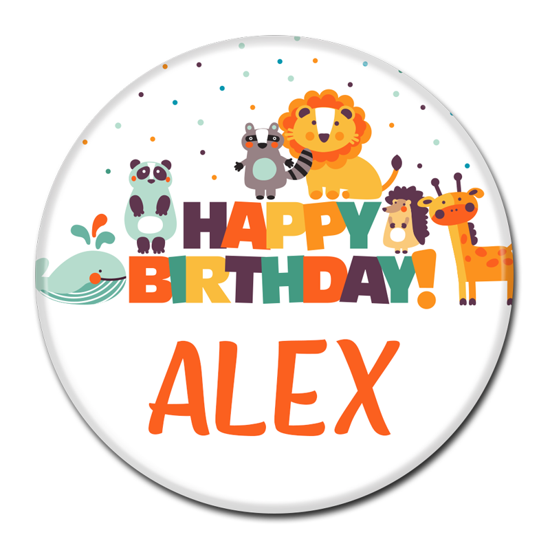 Birthday Buttons - Happy Birthday Alex. Custom Buttons