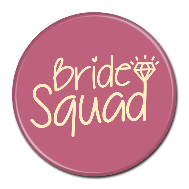Bachelorette Party Buttons - Bride Squad Maroon. Custom Buttons