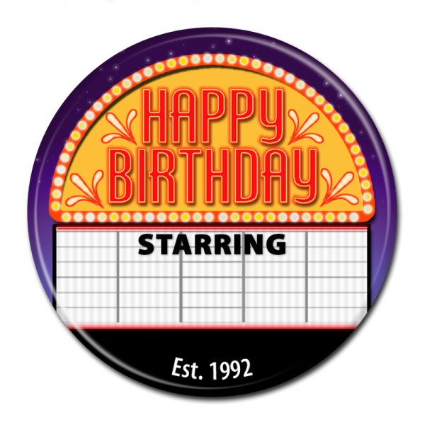 Birthday Buttons - Theater Marquee
