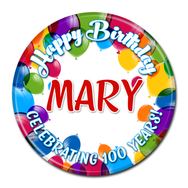 Birthday Buttons - Happy Birthday Balloons