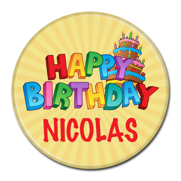 Birthday Buttons - Happy Birthday Nicholas