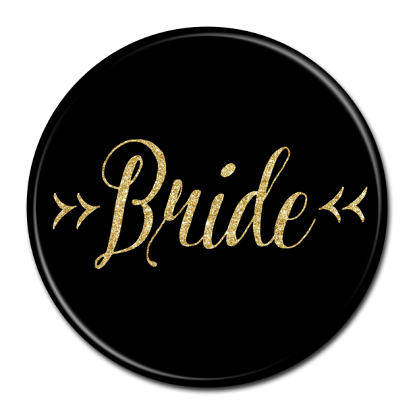 Bride Buttons - Black & Gold