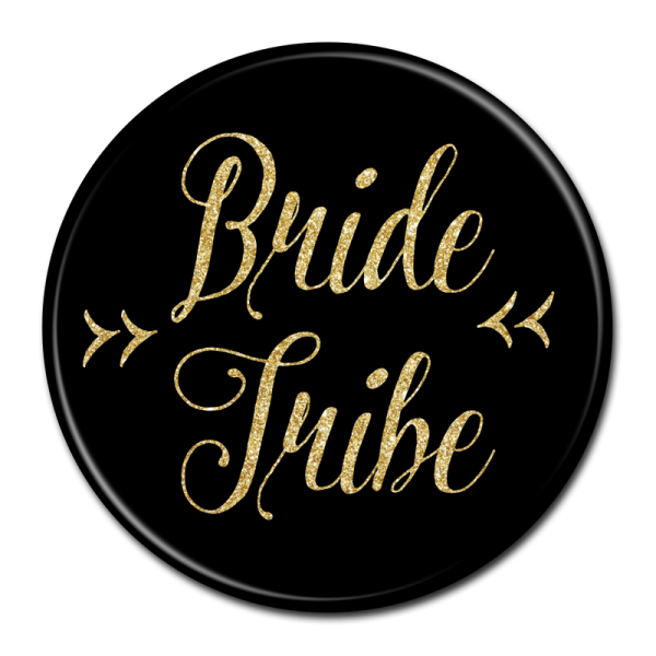 Bachelorette Party Buttons - Bride Tribe Black & Gold