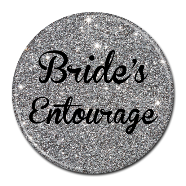 Bachelorette Party Buttons - Bride Entourage Silver Sparkle