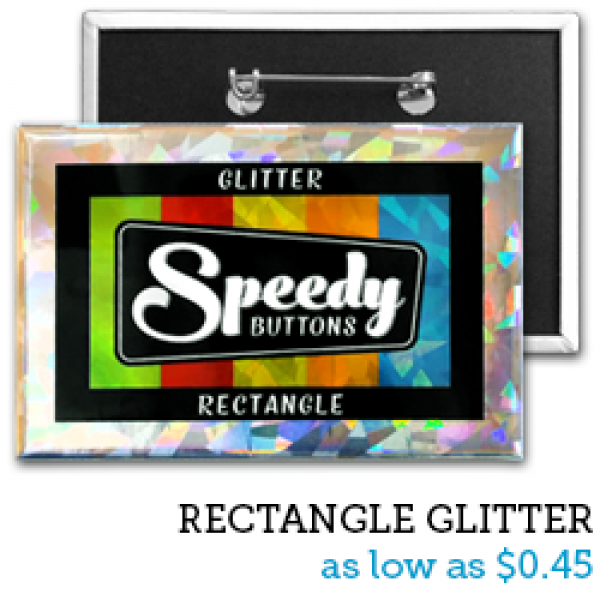 RECTANGLE Glitter Buttons